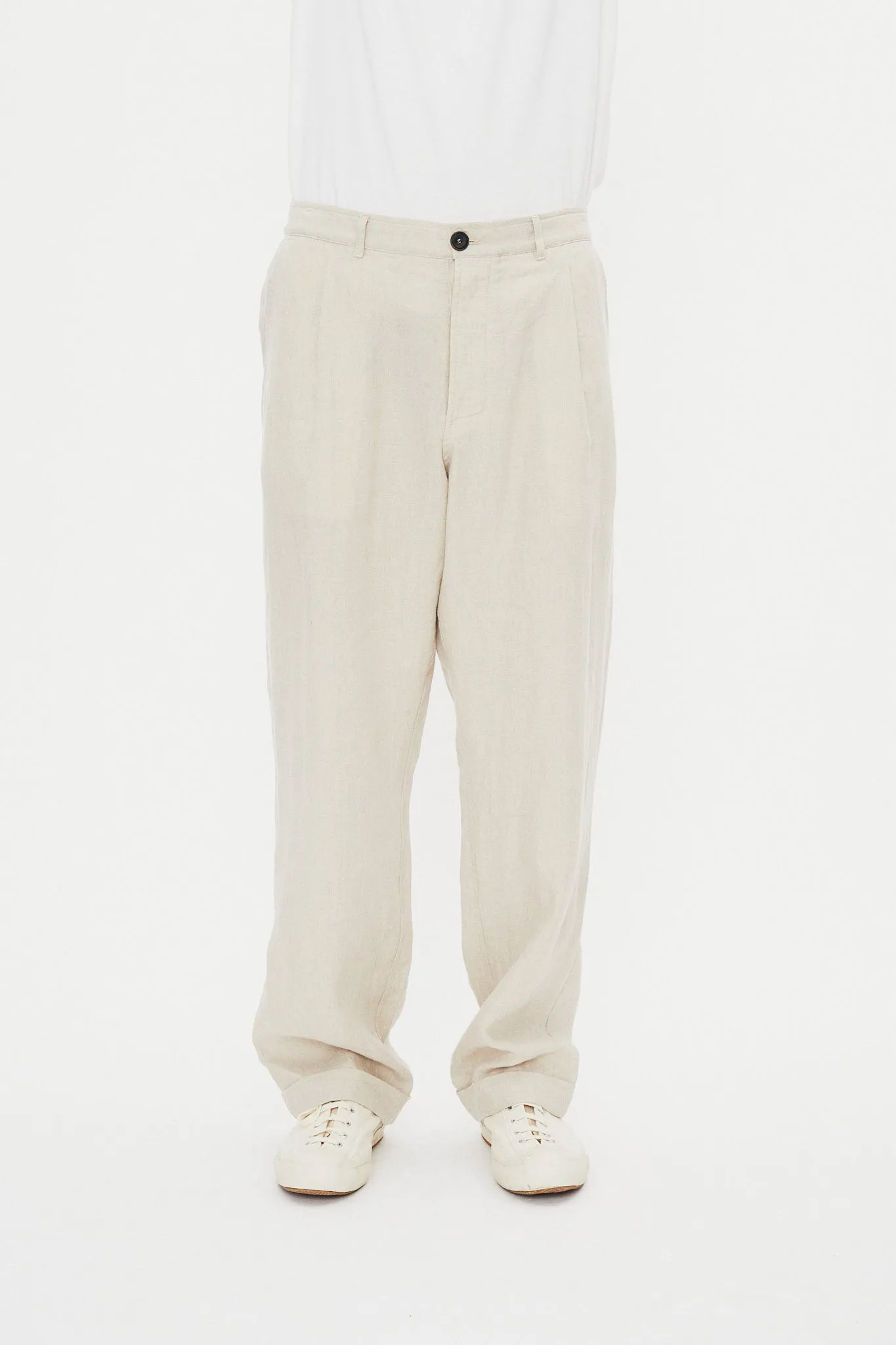 SUNE 31-67-1 | Classic Pleated Trousers | Nature Linen sold by Hansen Garments product image thumbnail 2