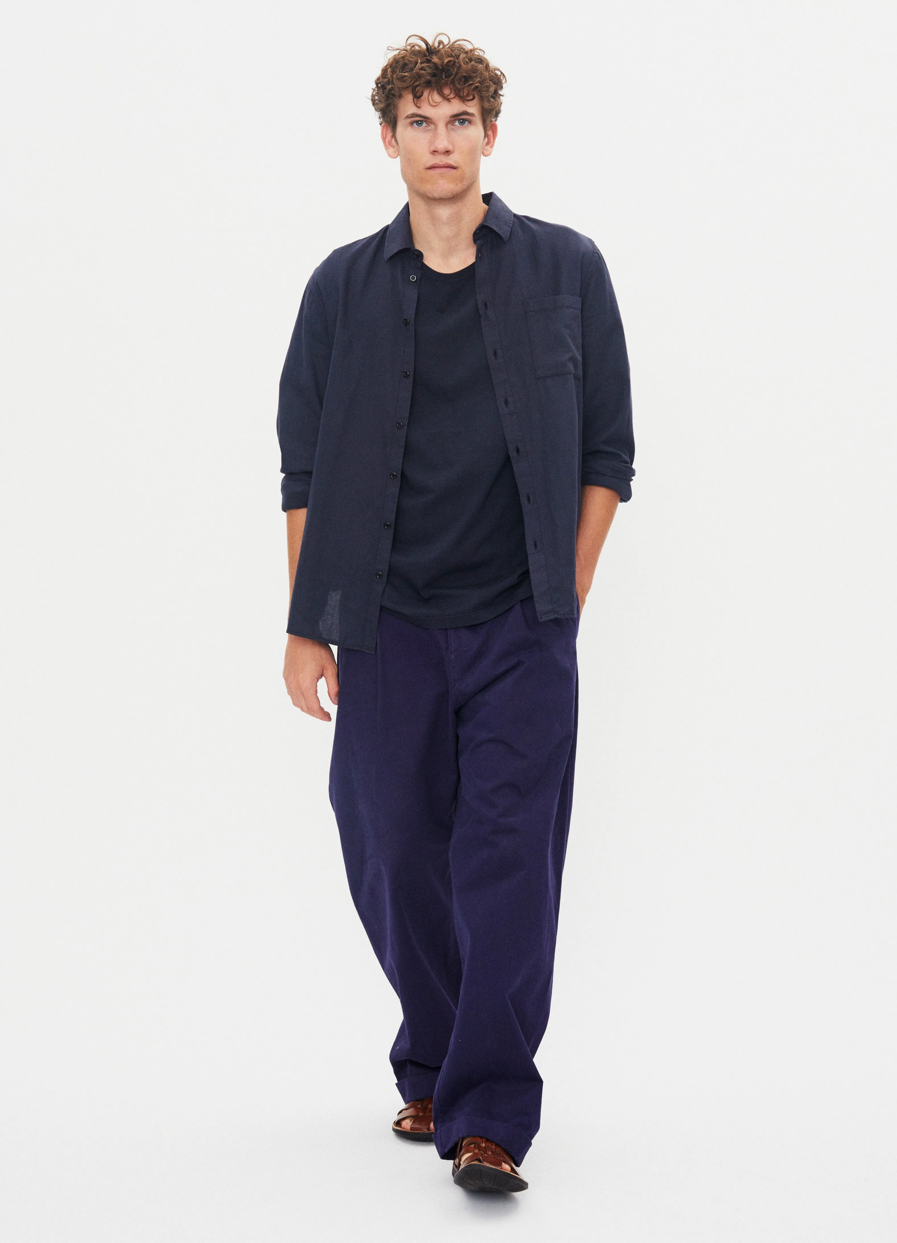 BOBBY 31-56-3 | Wide Pleated Everyday Trousers | Marine sold by Hansen Garments product image thumbnail 4