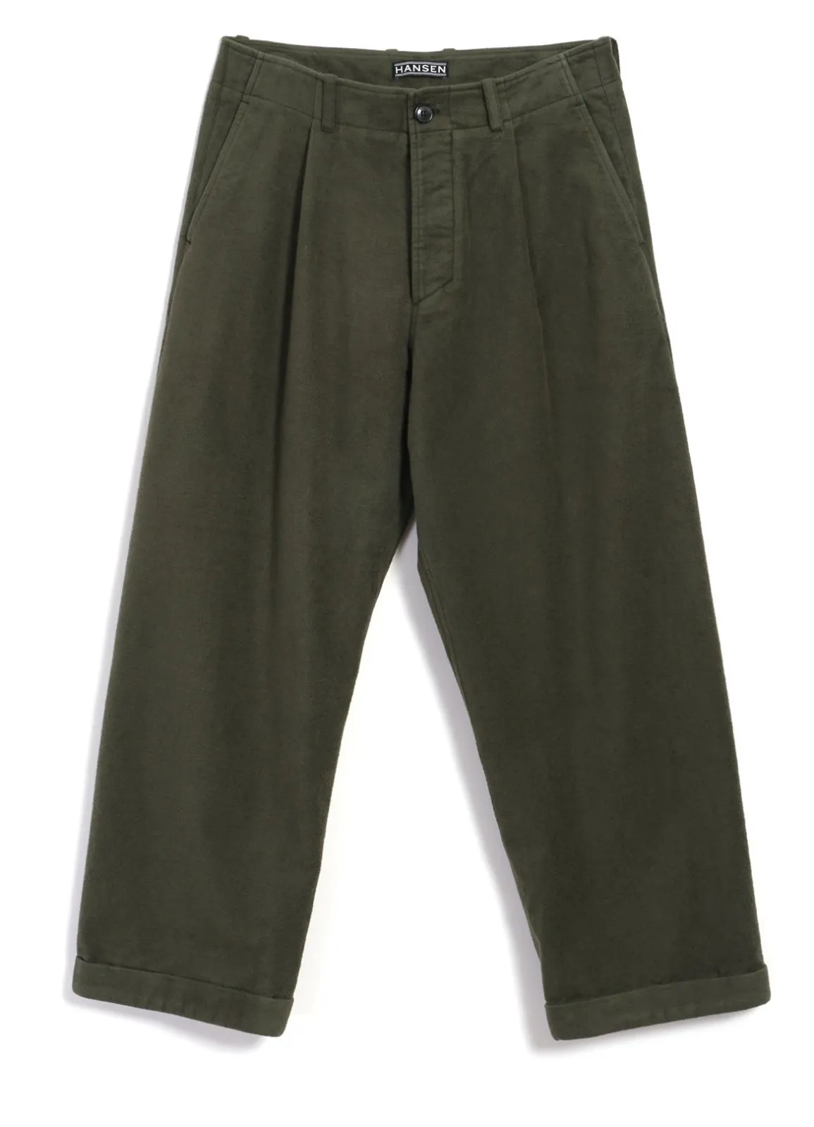 BOBBY | Super Wide Pleated Trousers | Dark Green sold by Hansen Garments