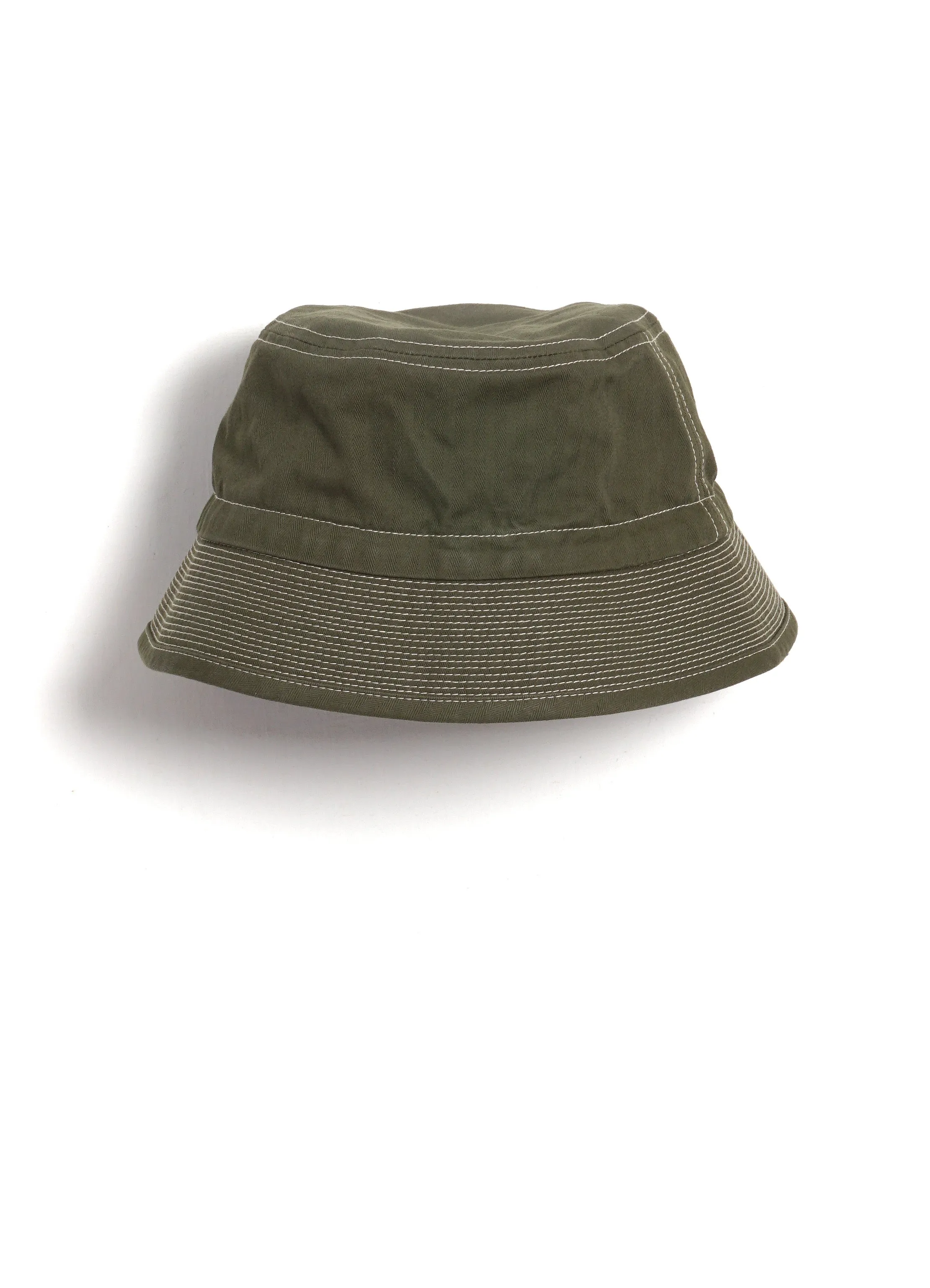 Cotton Herringbone Bucket Hat | Olive sold by Hansen Garments