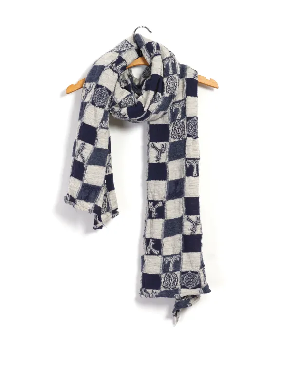 ICHIMATSU ANCHOR | Compressed Wool Scarf | Navy made by Kapital