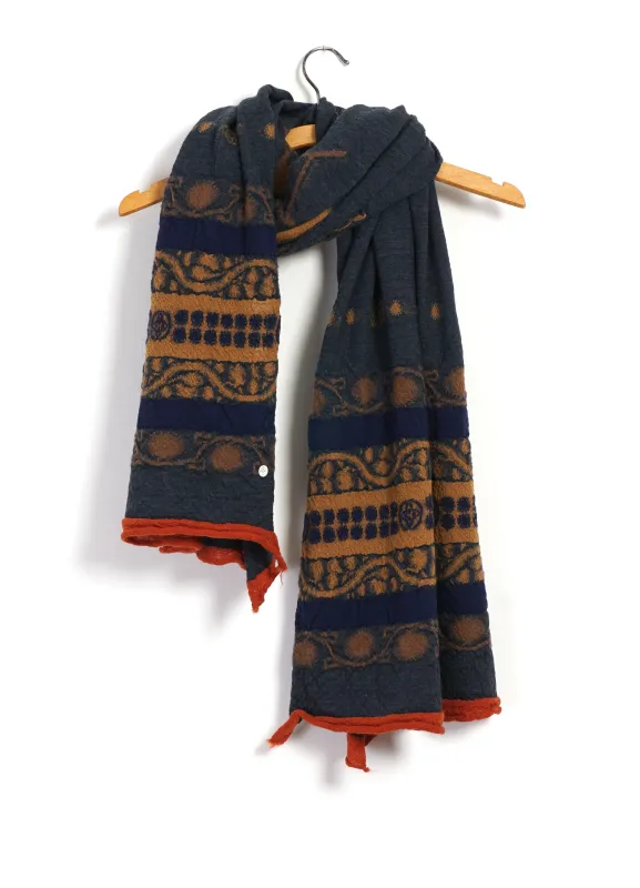 COPTIC SKULL | Compressed Wool Scarf | Navy made by Kapital