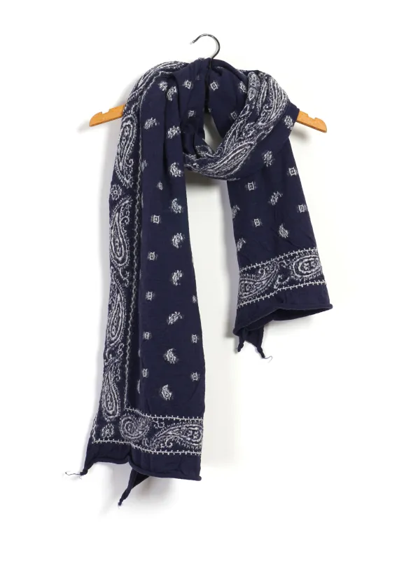 PAISLEY BANDANA | Compressed Wool Scarf | Purple/Navy made by Kapital