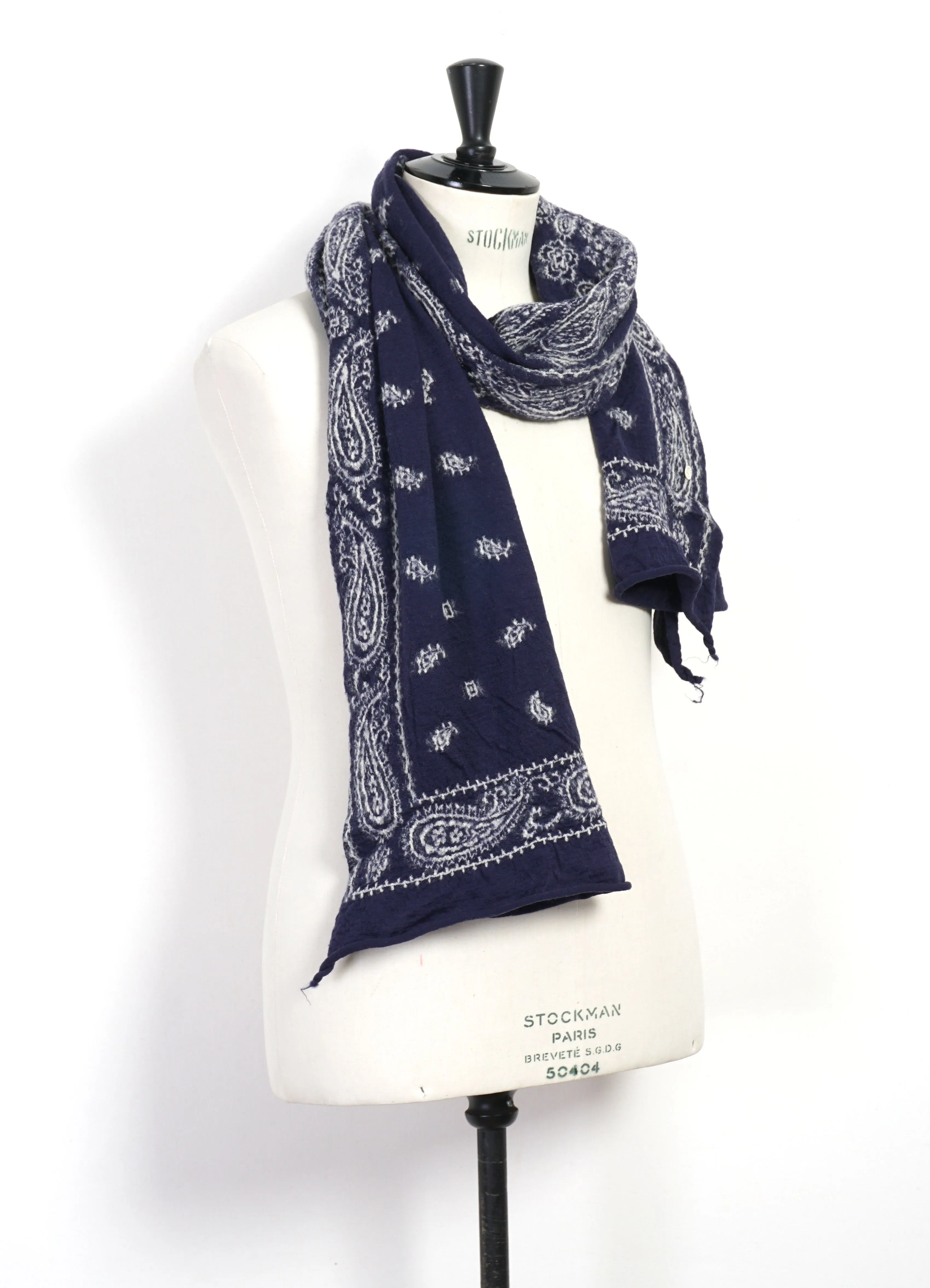 PAISLEY BANDANA | Compressed Wool Scarf | Purple/Navy sold by Hansen Garments product image thumbnail 3