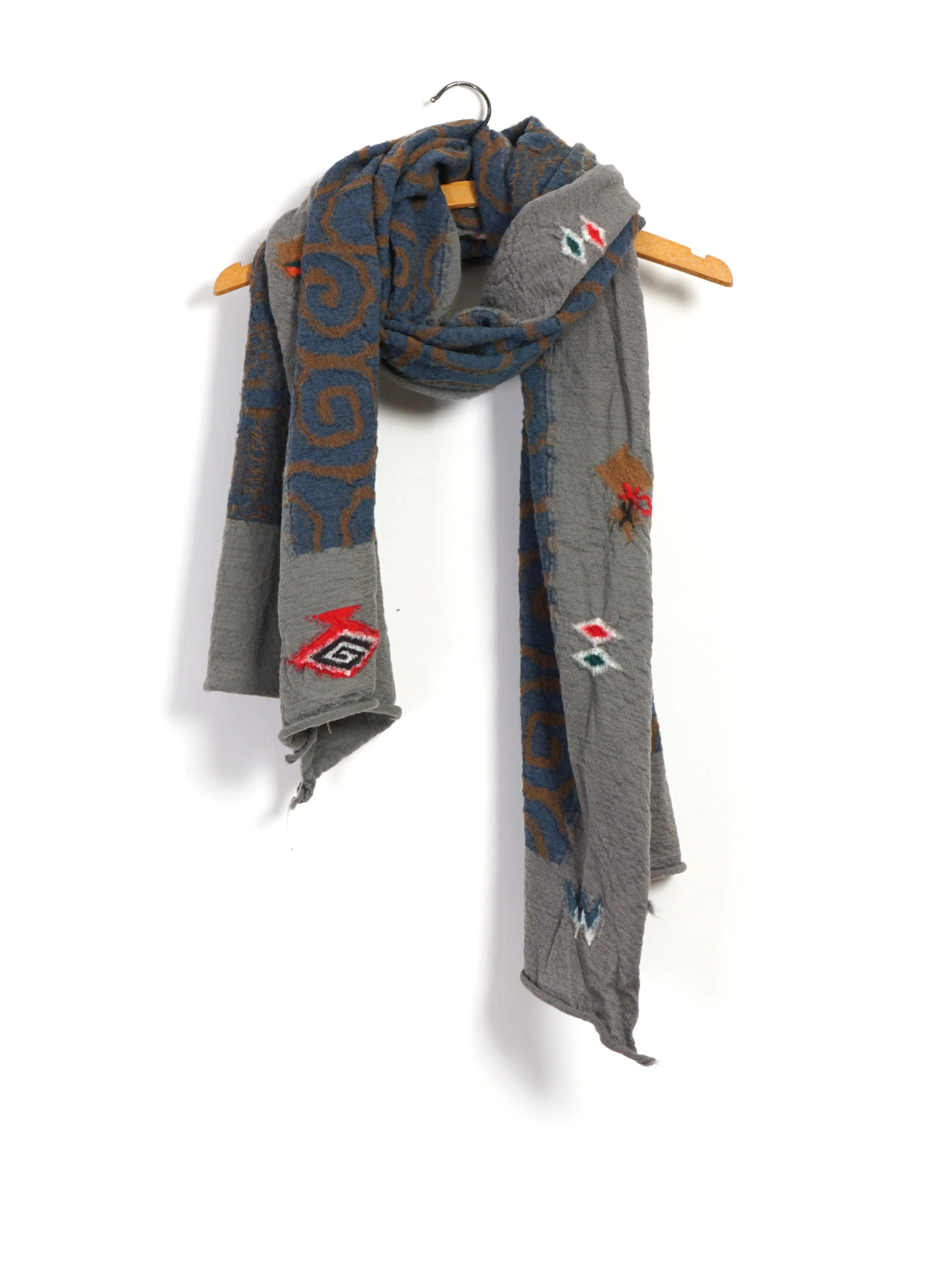 KARAKUSA NECTAR | Compressed Wool Scarf | Grey/Blue sold by Hansen Garments