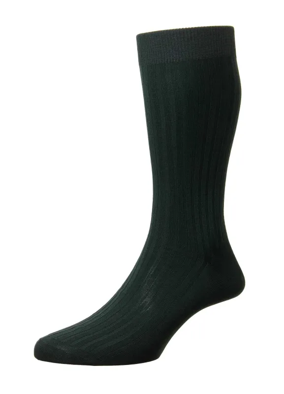 DANVERS | Classic 5x3 Rib Mercerised Cotton | Dark Green made by Pantherella