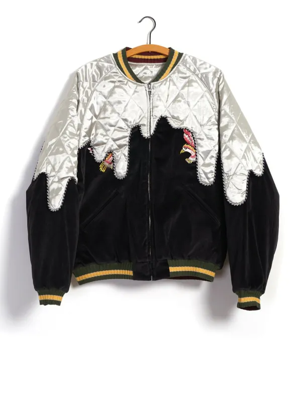 TORO-TORO | Sulfur-dyed Velveteen Souvenir Jacket | Black/Kinari sold by Hansen Garments