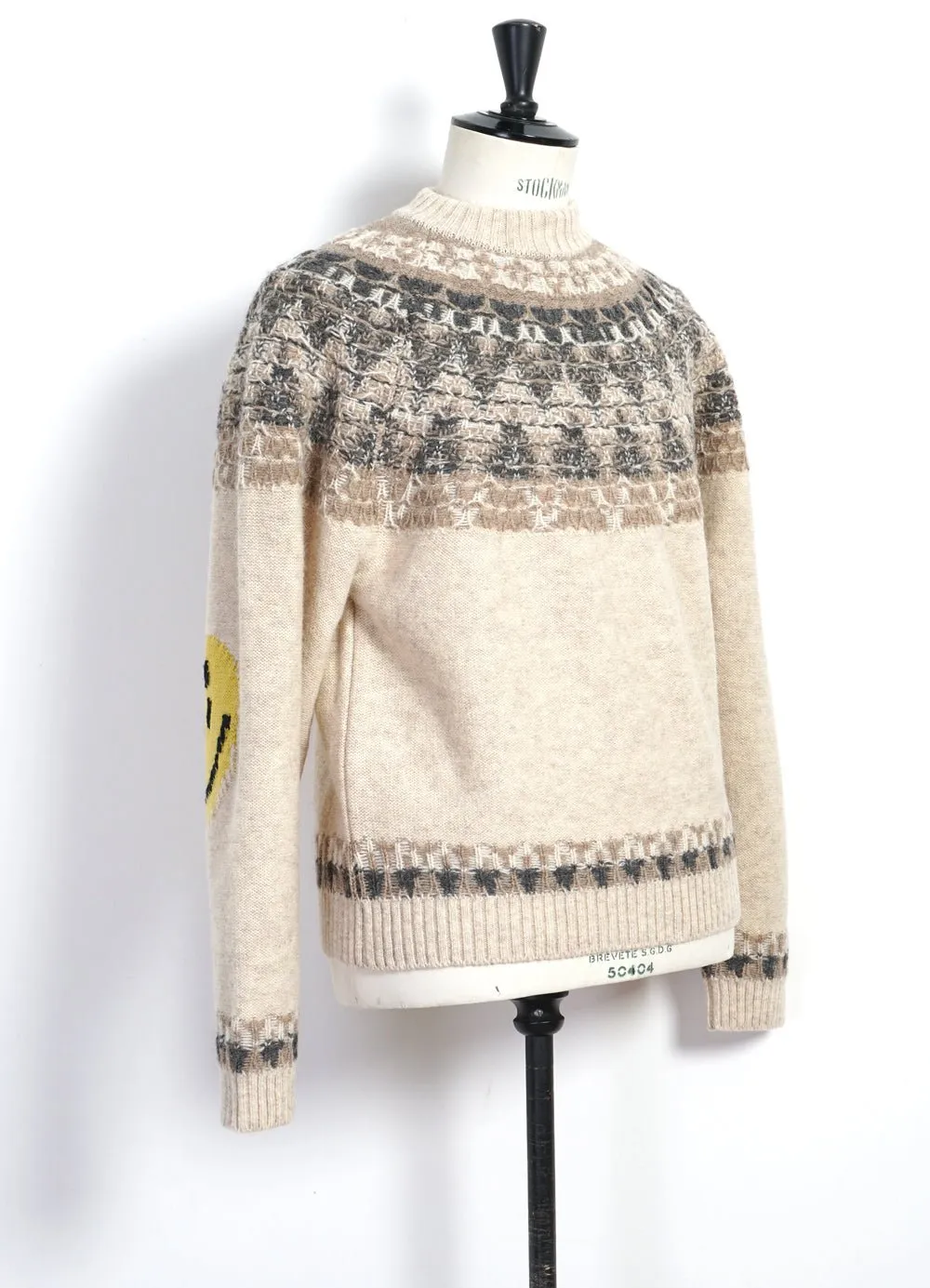 NORDIC SMILIE | Wool-Jacquard Crewneck Sweater | Ecru sold by Hansen Garments product image thumbnail 2