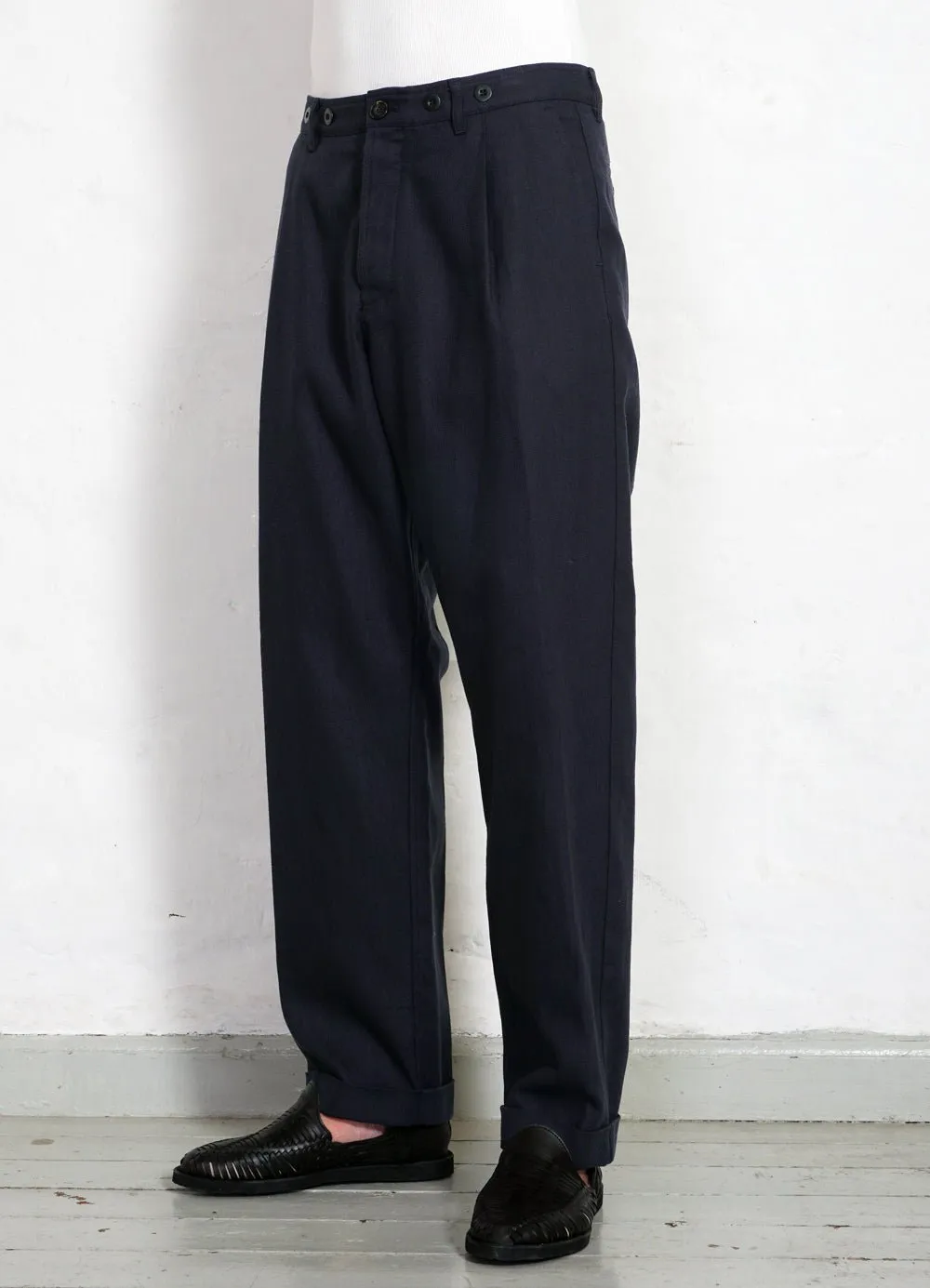 SUNE | Pleated Wide Cut Trousers | Dark Blue sold by Hansen Garments product image thumbnail 3