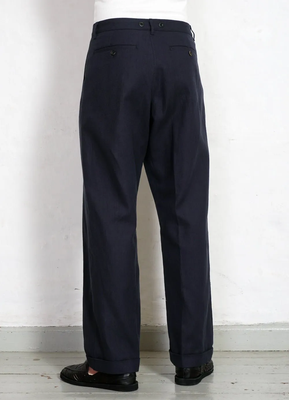 SUNE | Pleated Wide Cut Trousers | Dark Blue sold by Hansen Garments product image thumbnail 4