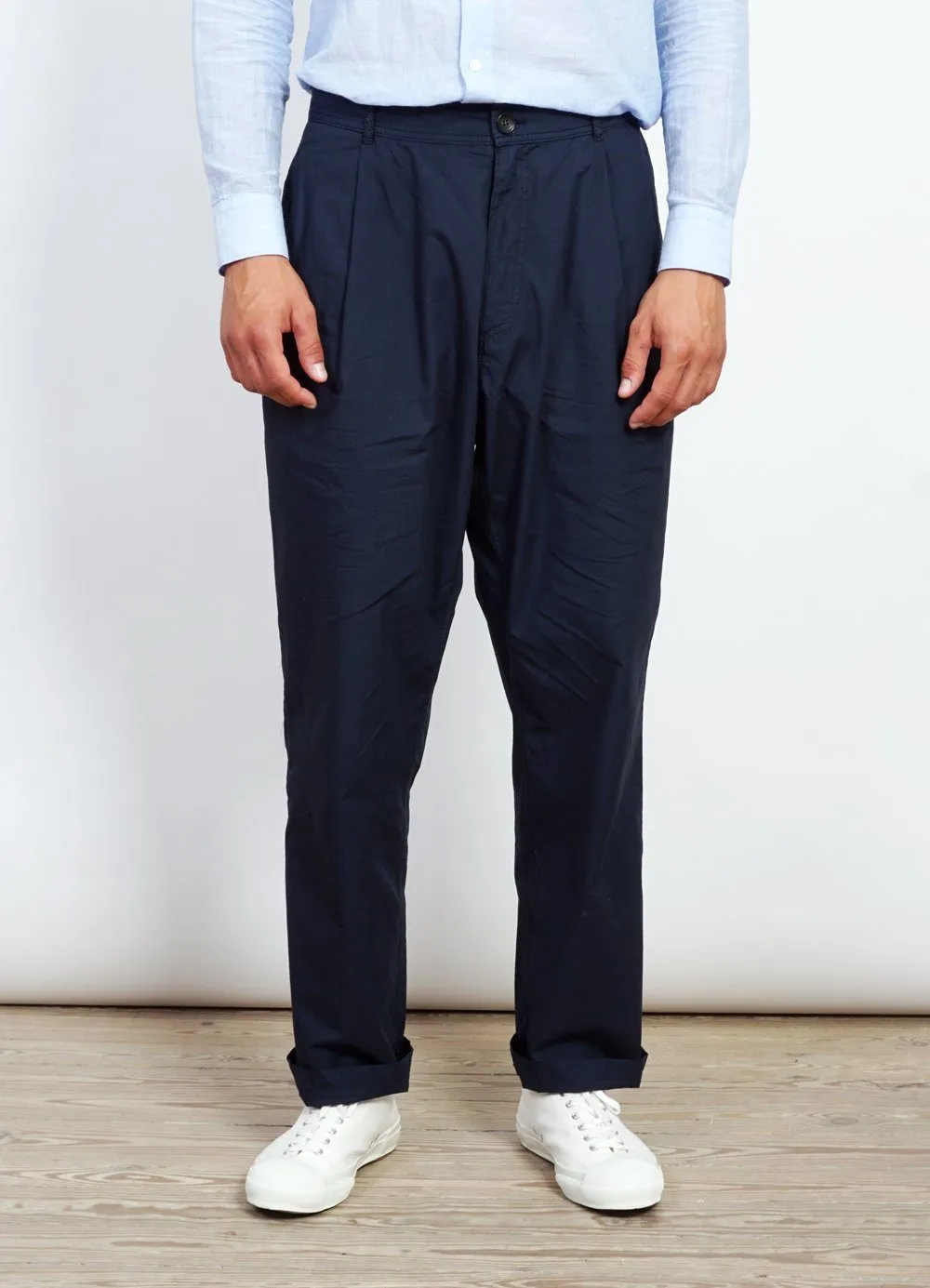 EIGIL | Light Wide Cut Summer Trousers | Navy sold by Hansen Garments product image thumbnail 2