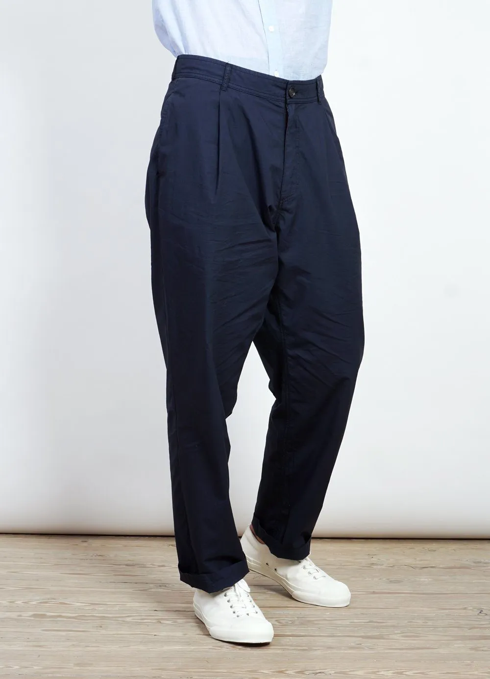 EIGIL | Light Wide Cut Summer Trousers | Navy sold by Hansen Garments product image thumbnail 3