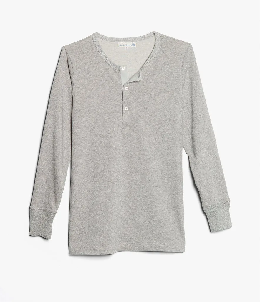 HENLEY | Organic Long Sleeve T-Shirt | Grey Melange sold by Hansen Garments