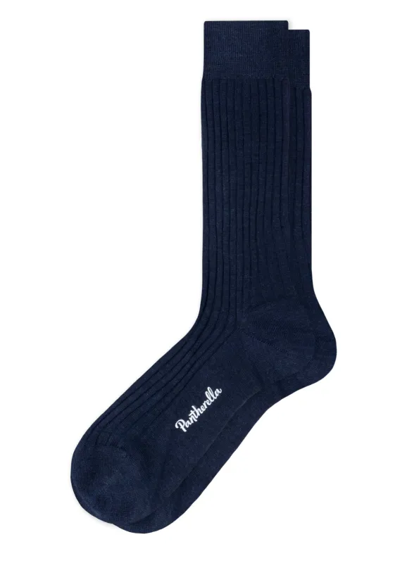 LABURNUM | Classic Merino Wool Socks | Navy made by Pantherella