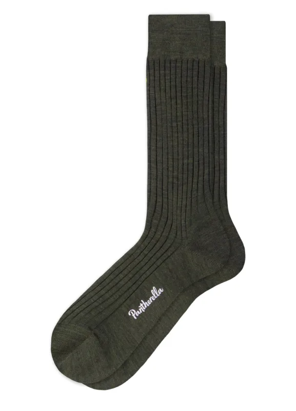 LABURNUM | Classic Merino Wool Socks | Dark Olive made by Pantherella
