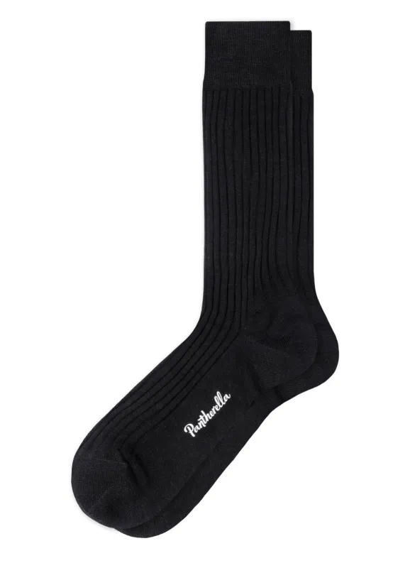 LABURNUM | Classic Merino Wool Socks | Black made by Pantherella