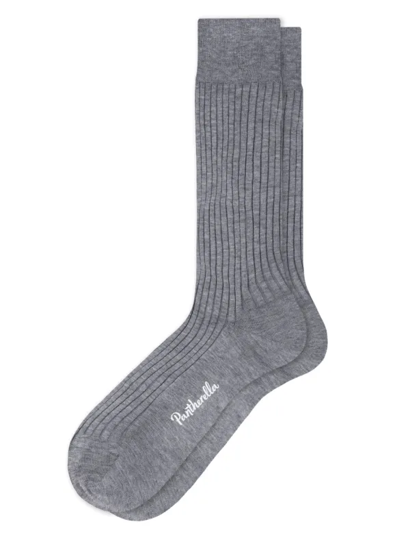 DANVERS | Cotton Lisle Socks | Mid Grey Mix made by Pantherella