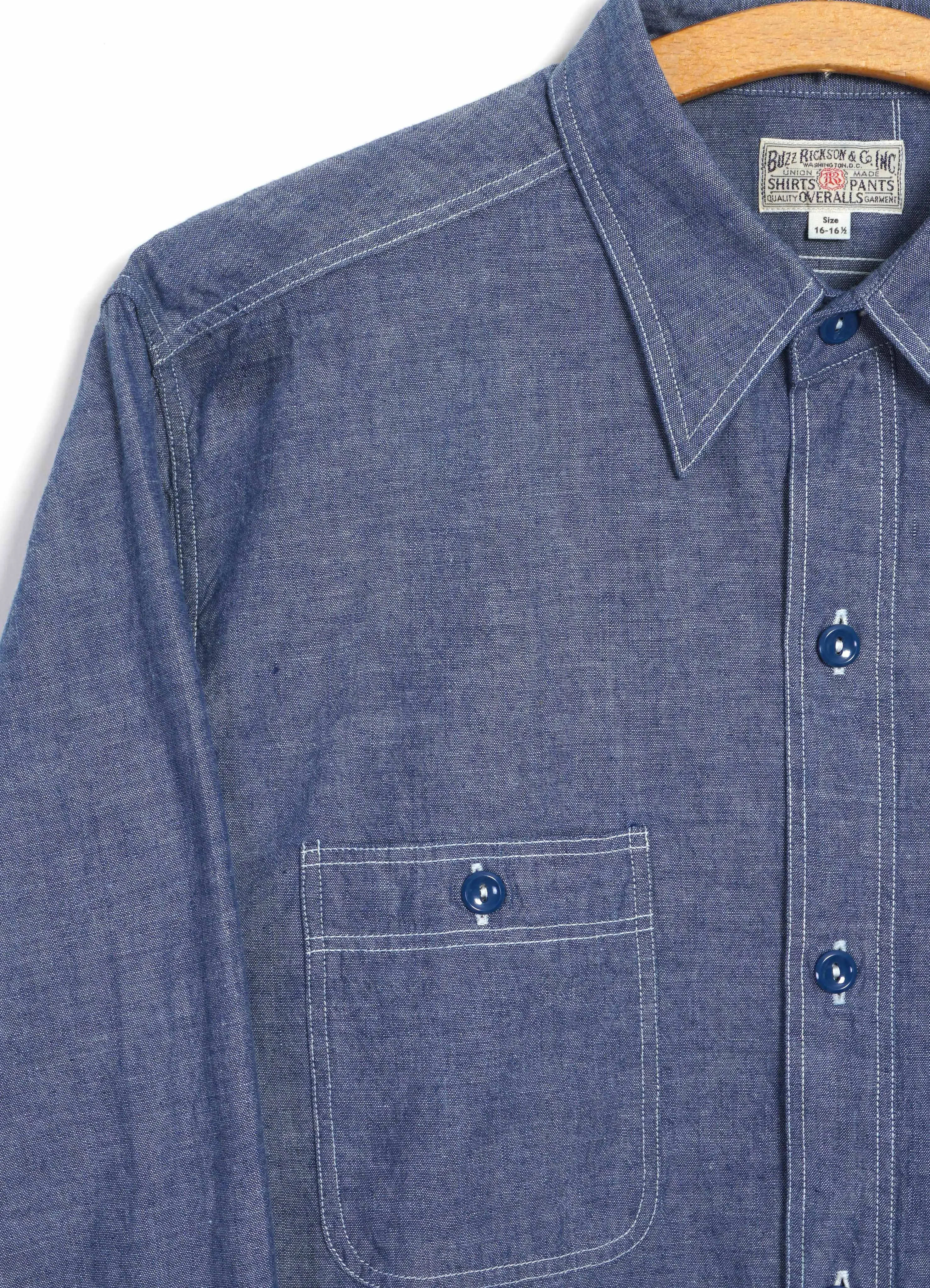 CHAMBRAY WORK SHIRT | Blue sold by Hansen Garments product image thumbnail 4