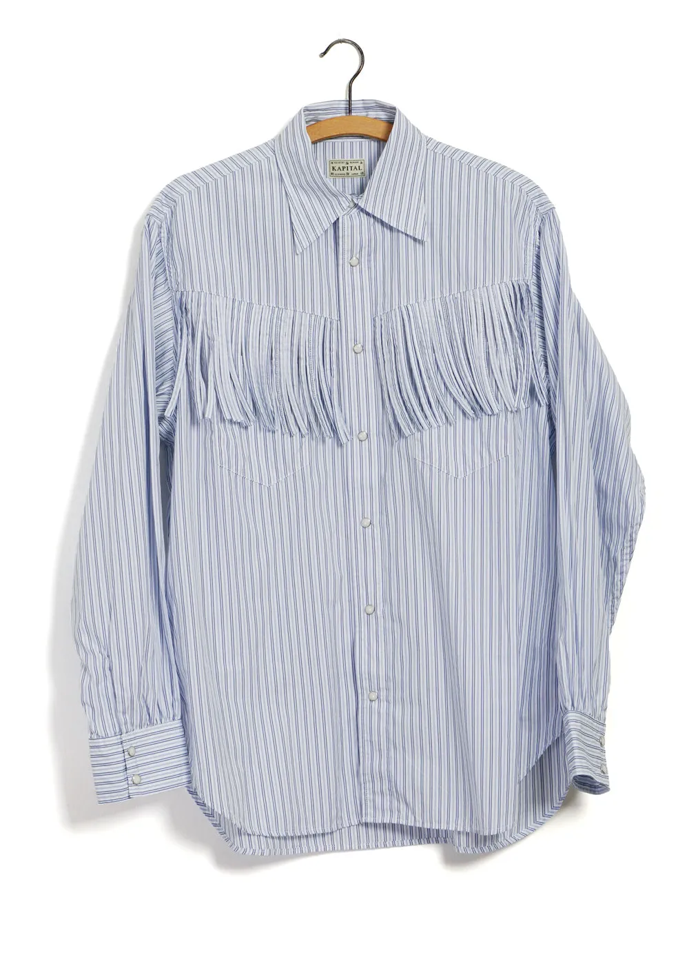HUSKY | Fringed Western Shirt | Blue/White sold by Hansen Garments