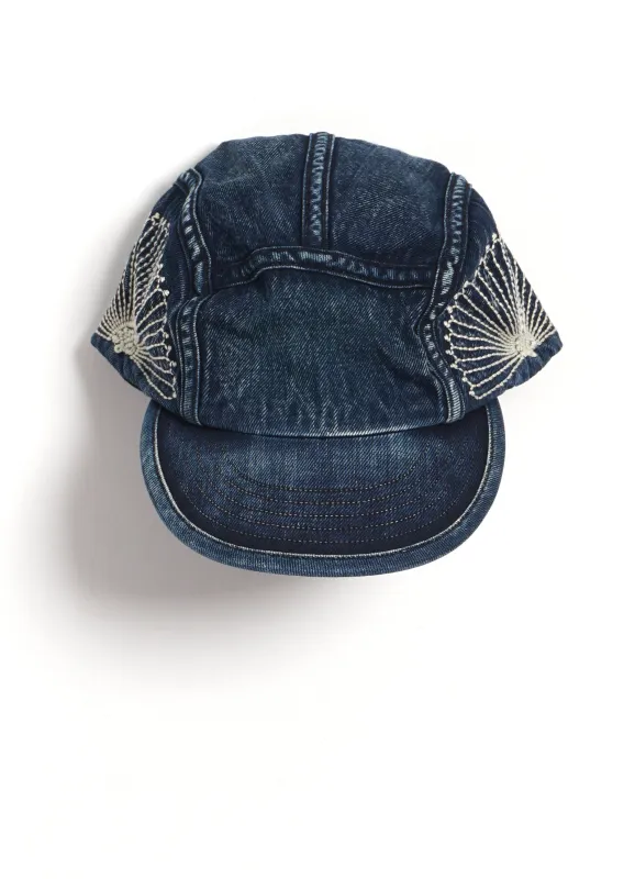 FUROSHIKI | Embroidered 10oz Denim Camp Cap | Indigo made by Kapital