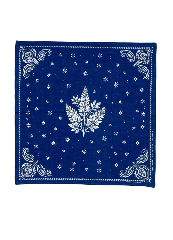 PARSLEYFERA 155-101-4 | Screen Print Bandana | Indigo made by Hansen Garments