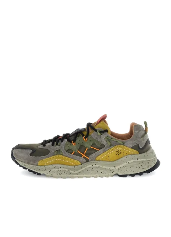YAMABUSHI | Suede & Nylon Sneaker | Mud/Dark Brown/Acid made by Flower Mountain