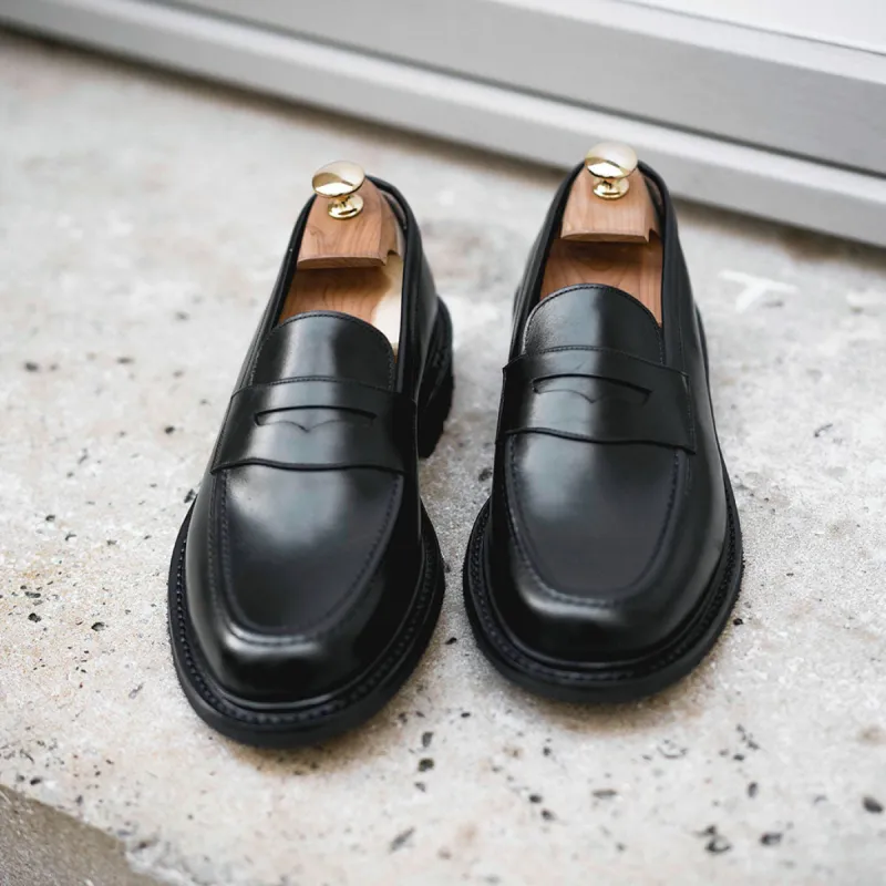 Paul - Chaussures Mocassin Cuir Noir made by Max Sauveur