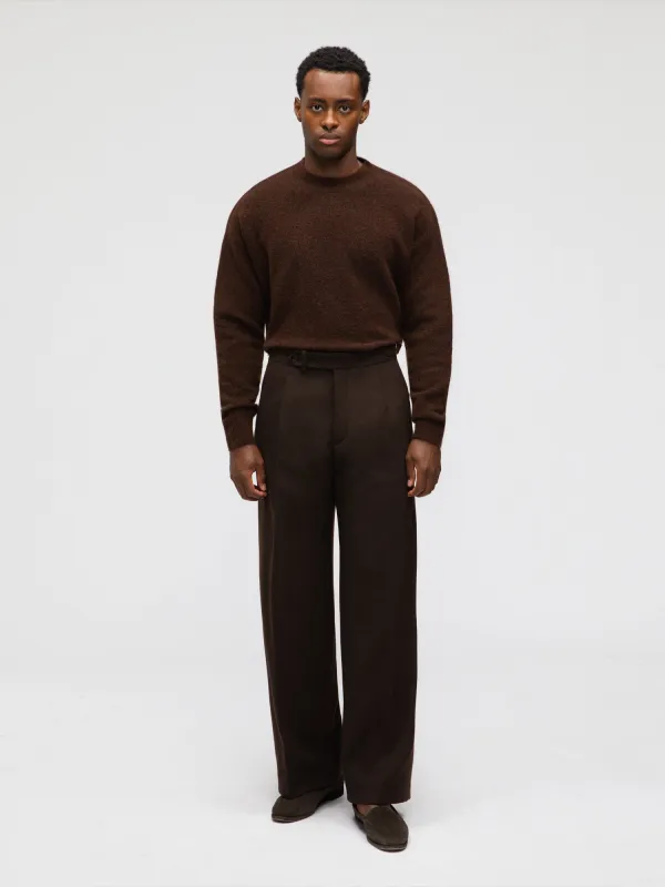 Brown Wool Cashmere Trousers (Extra Wide Fit) sold by Grand Lè Mar