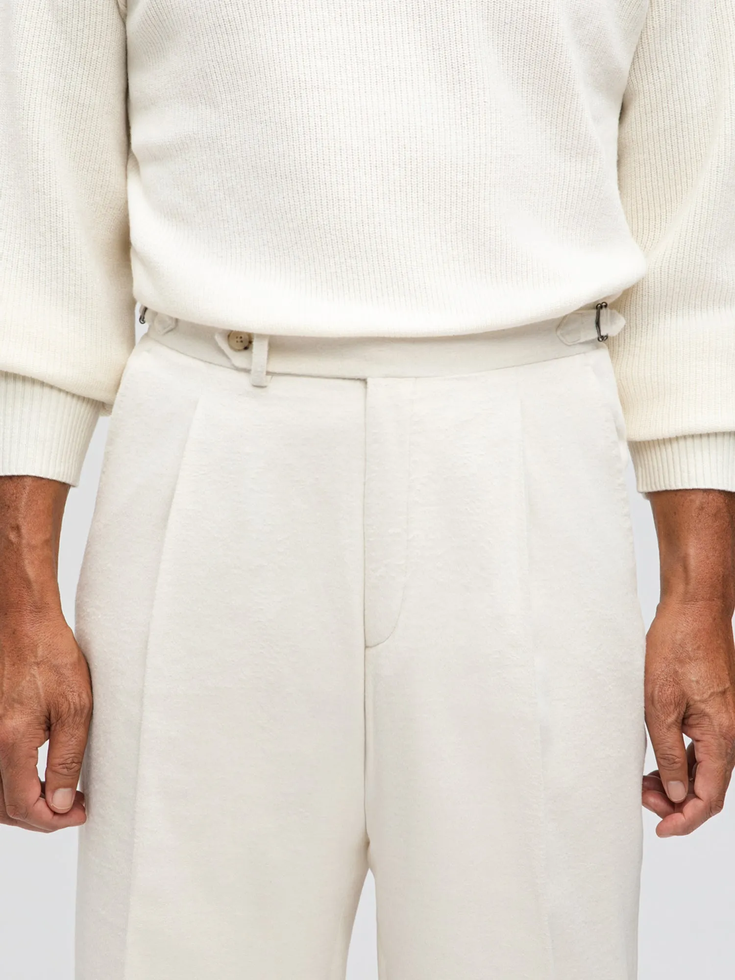 Ivory Wool Silk Trousers (Wide Fit) sold by Grand Lè Mar product image thumbnail 4