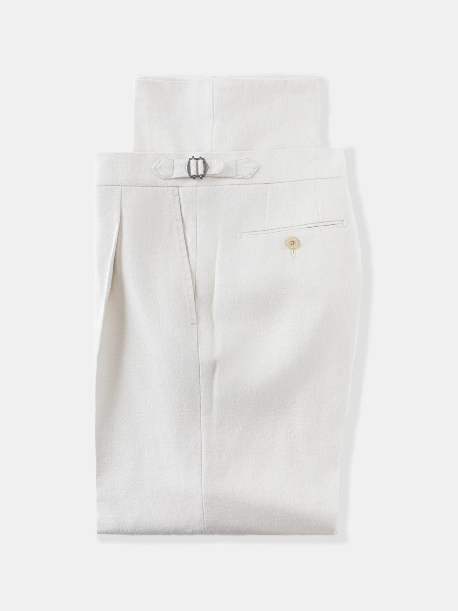 Ivory Wool Silk Trousers (Wide Fit) sold by Grand Lè Mar product image thumbnail 2