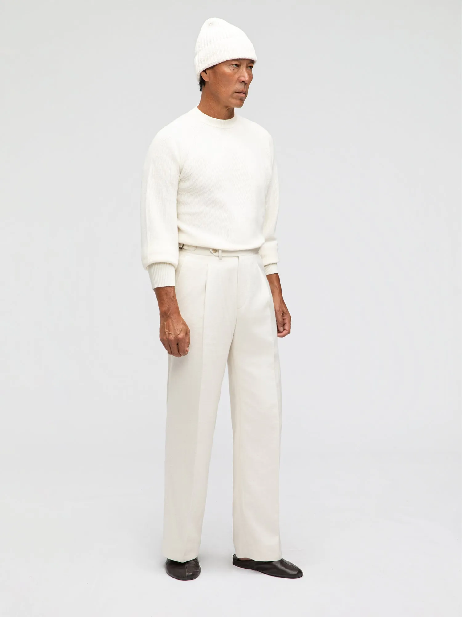 Ivory Wool Silk Trousers (Wide Fit) sold by Grand Lè Mar product image thumbnail 3