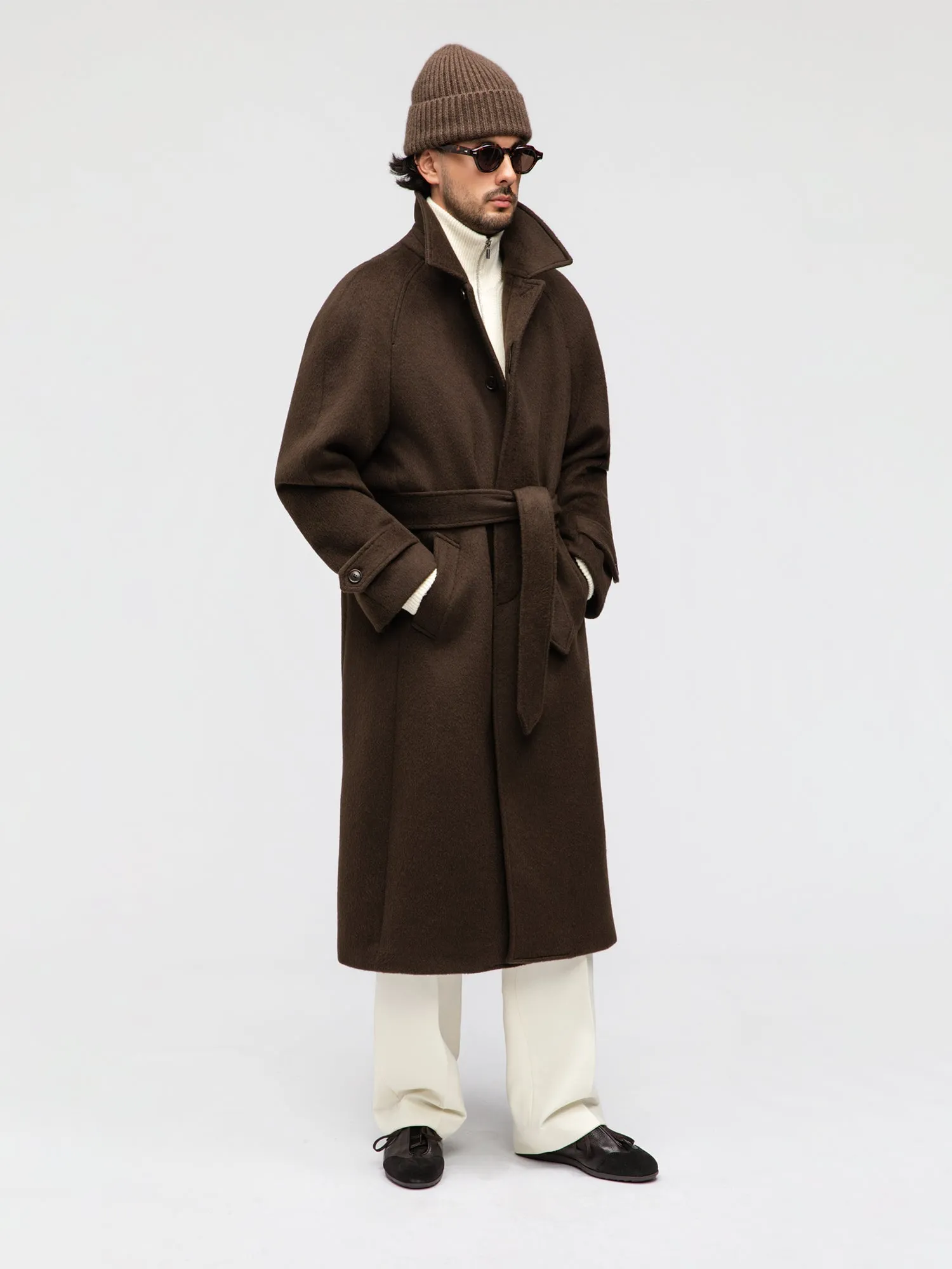 Coffee Wool Alpacka Raglan Coat sold by Grand Lè Mar product image thumbnail 3