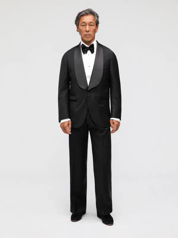 Black Wool Tuxedo Suit (SB Shawl) sold by Grand Lè Mar
