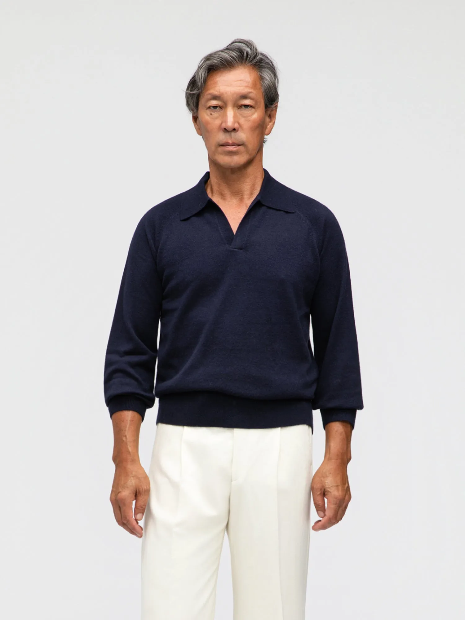 Navy Merino Wool Cashmere Polo sold by Grand Lè Mar product image thumbnail 4