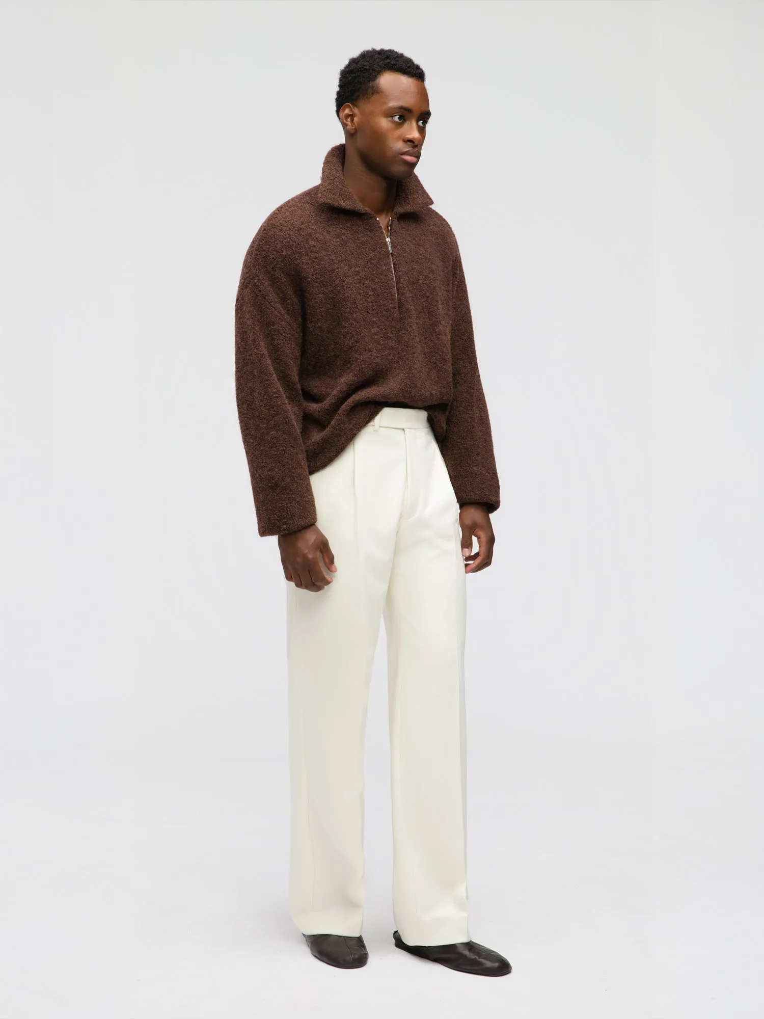 Brown Bouclé Half Zip sold by Grand Lè Mar product image thumbnail 3