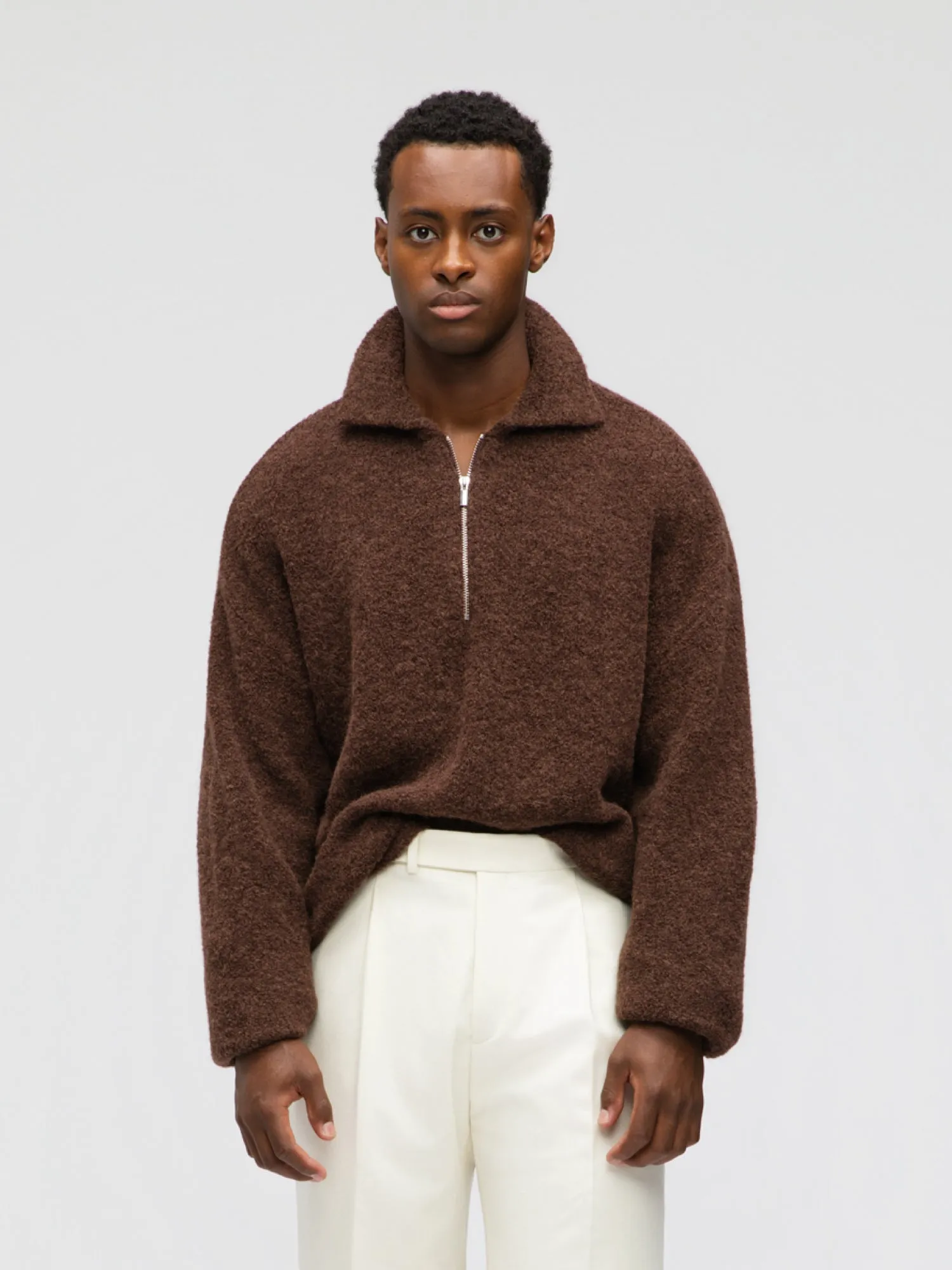 Brown Bouclé Half Zip sold by Grand Lè Mar product image thumbnail 4