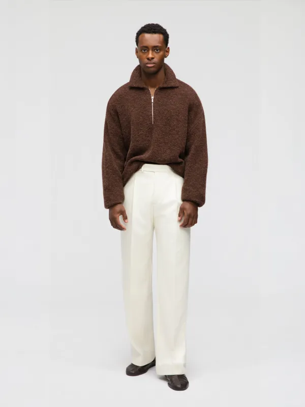 Brown Bouclé Half Zip sold by Grand Lè Mar
