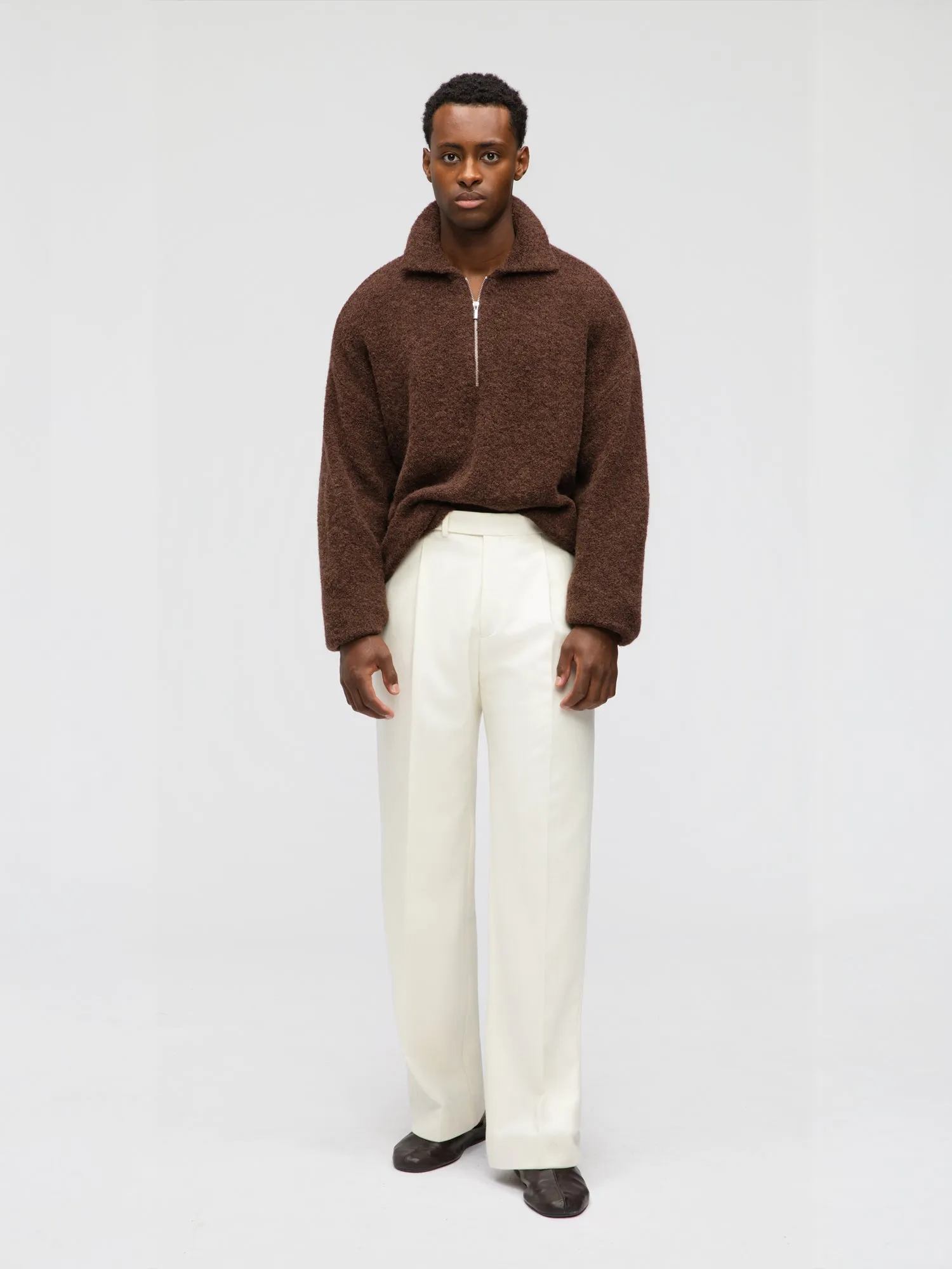 Brown Bouclé Half Zip sold by Grand Lè Mar