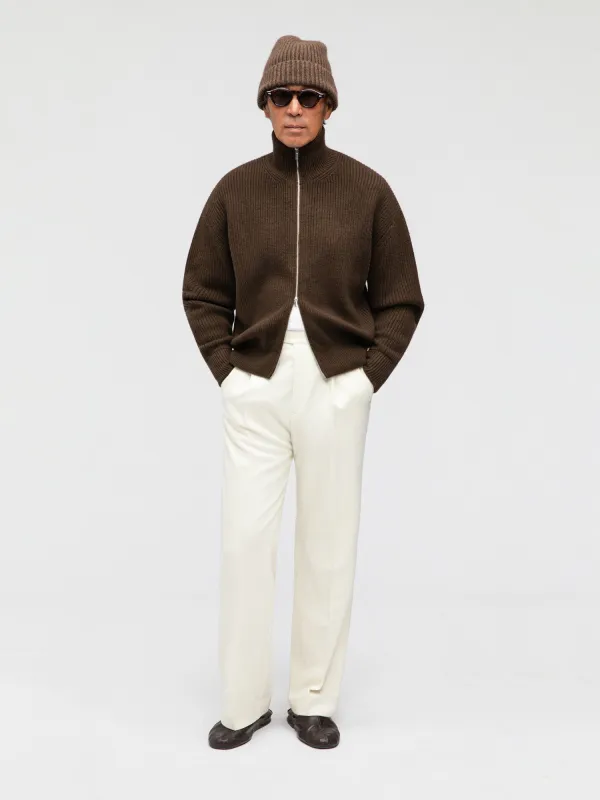 Brown Wool Full Zip sold by Grand Lè Mar