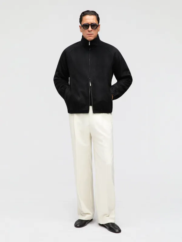 Black Wool Cashmere Bomber Jacket sold by Grand Lè Mar