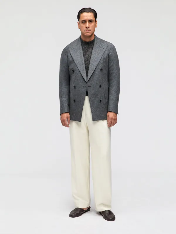 Mid Grey Flannel Wool Jacket (DB) sold by Grand Lè Mar