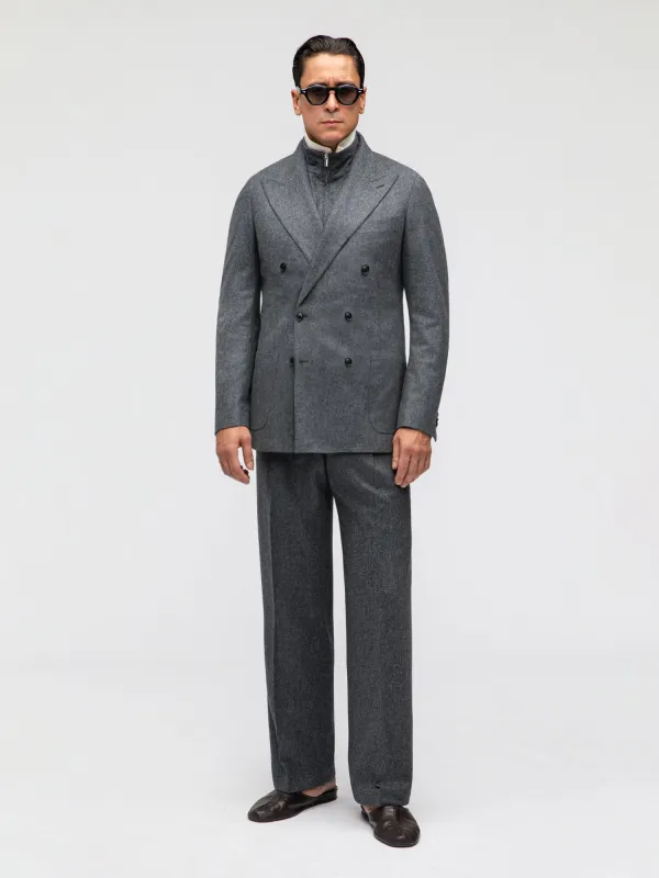 Mid Grey Flannel Wool Suit (DB) sold by Grand Lè Mar