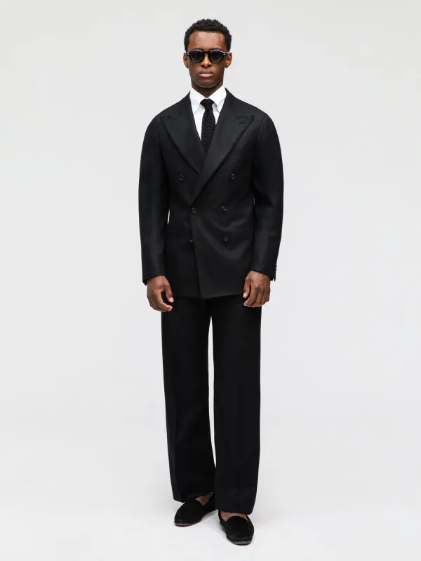 Black Flannel Wool Suit sold by Grand Lè Mar