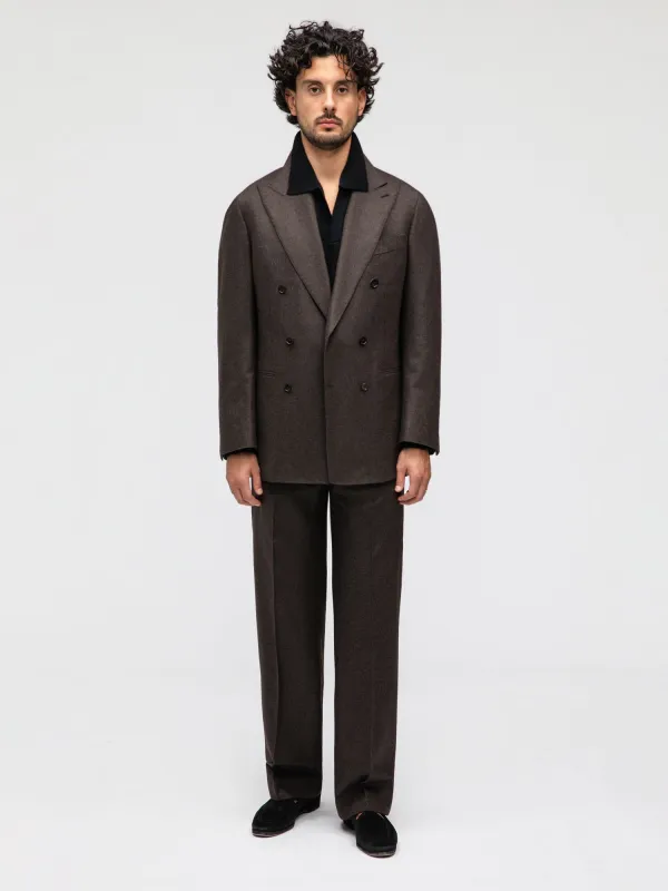 Brown Flannel Wool Suit (DB) sold by Grand Lè Mar