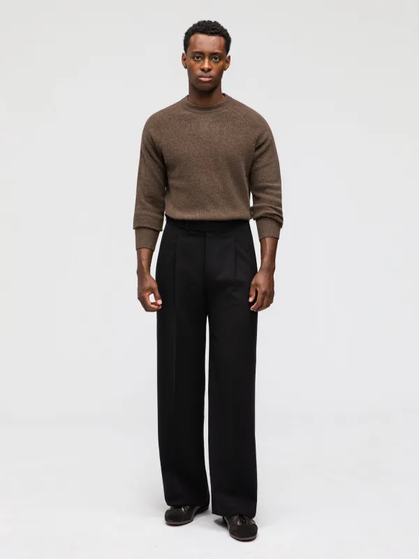 Black Heavyweight High Twist Trousers (Extra Wide Fit) sold by Grand Lè Mar