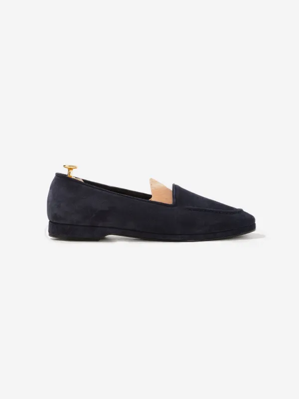 Navy Suede Belgian Loafers sold by Grand Lè Mar