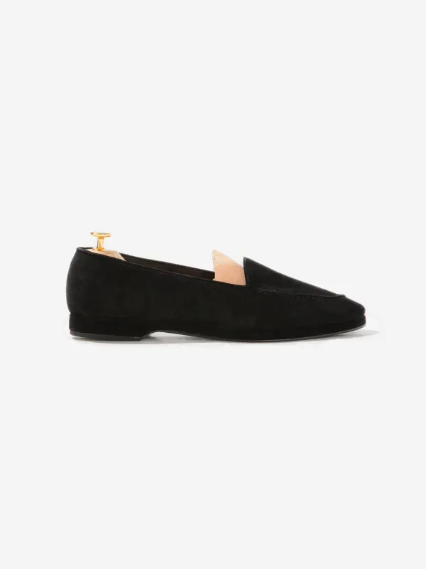 Black Suede Belgian Loafers sold by Grand Lè Mar