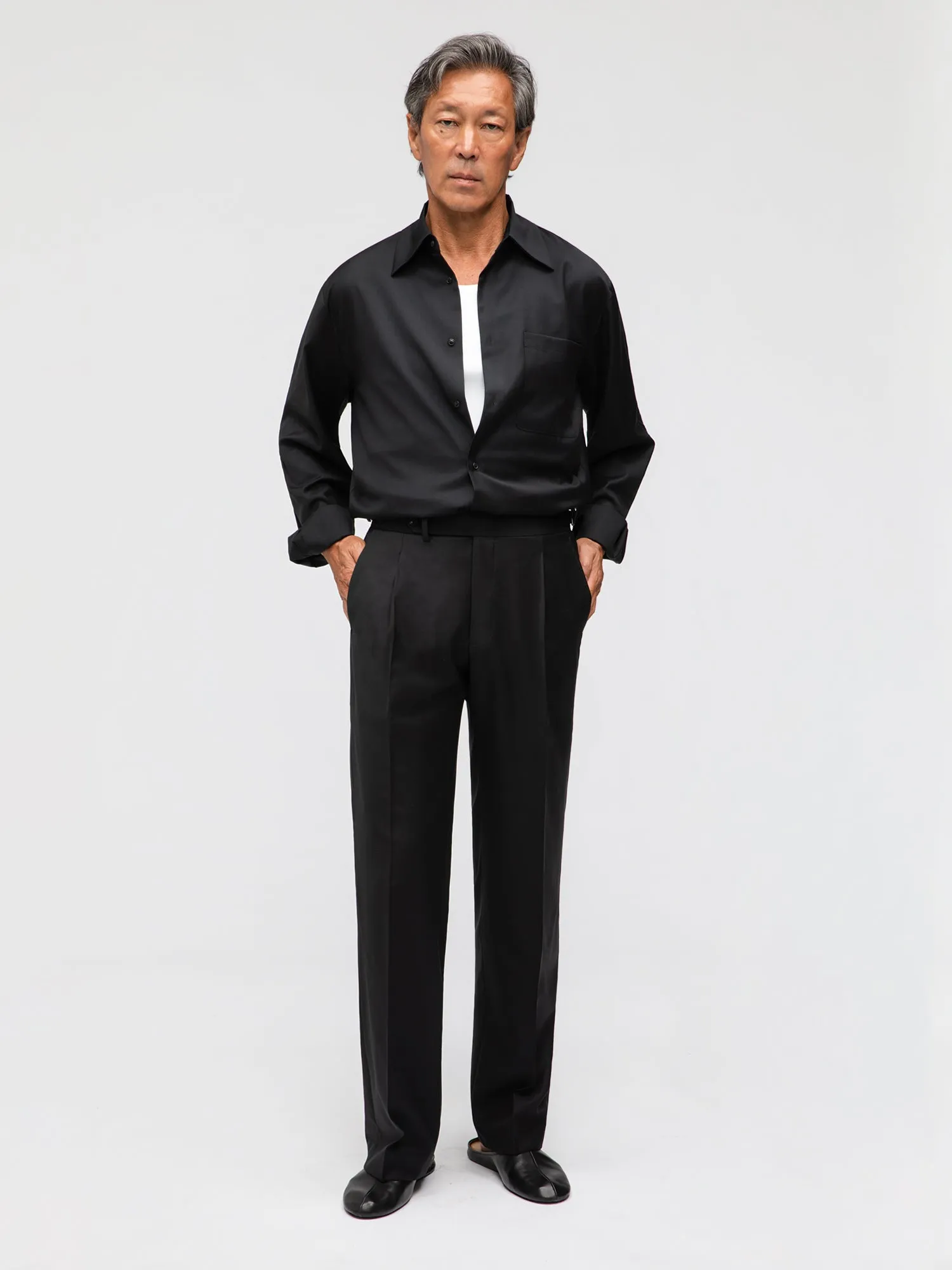 Black Wool Trousers (Wide Fit) sold by Grand Lè Mar