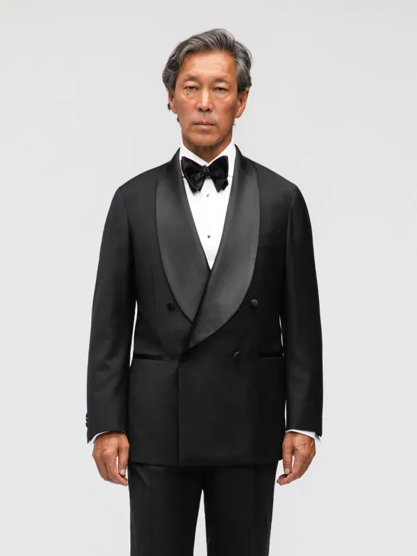 Black Wool Tuxedo Jacket (DB Shawl) sold by Grand Lè Mar