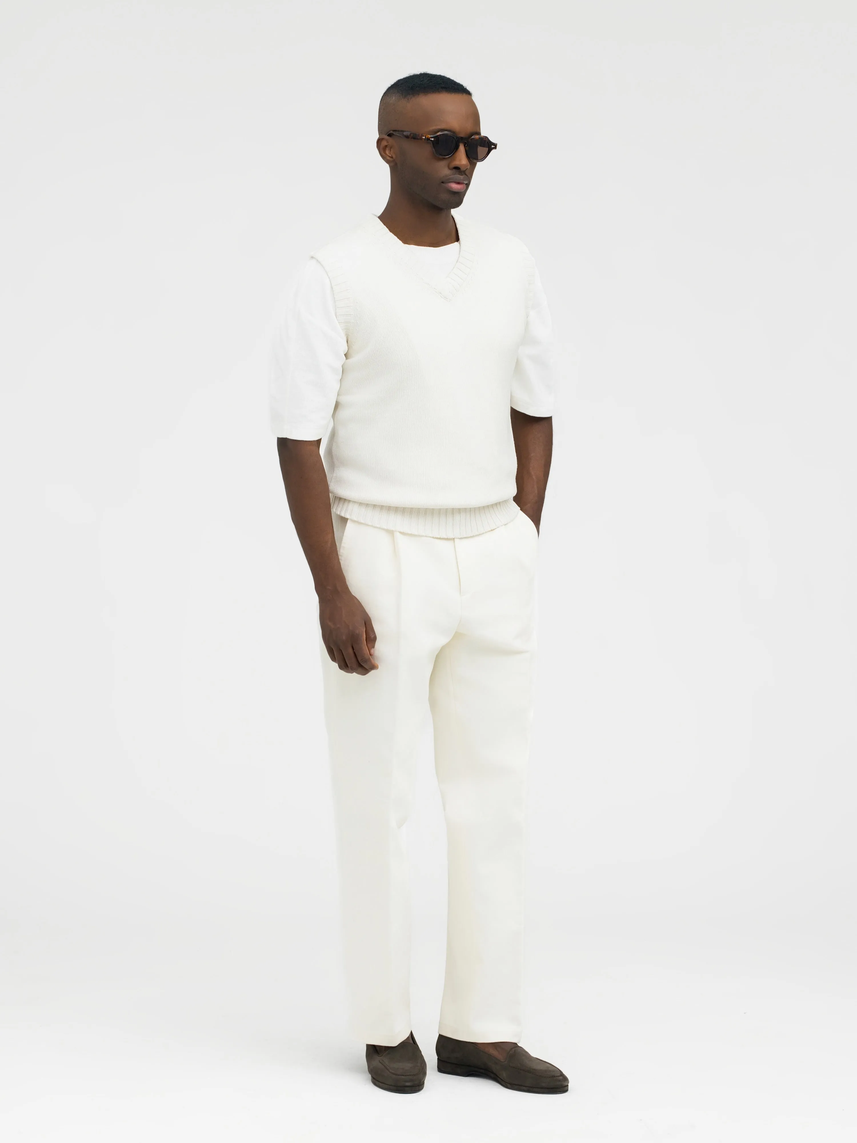 Ivory Cotton Silk V-Neck Vest sold by Grand Lè Mar product image thumbnail 4